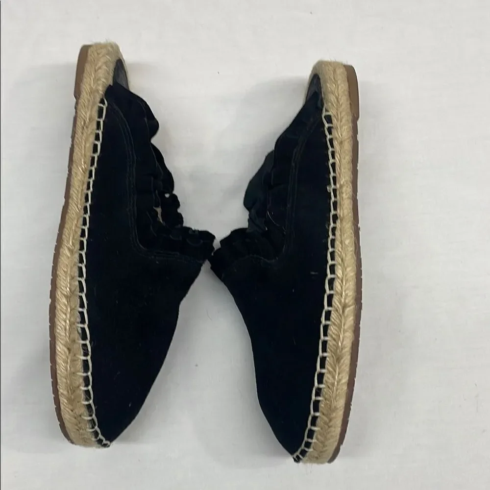 Kate Spade Black Suede Ruffled Espadrille Mules Size 7